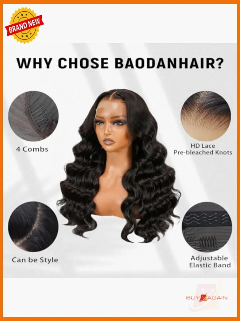 13x6 Body Wave Lace Front Wig, 250 Density Human Hair, Pre-Plucked